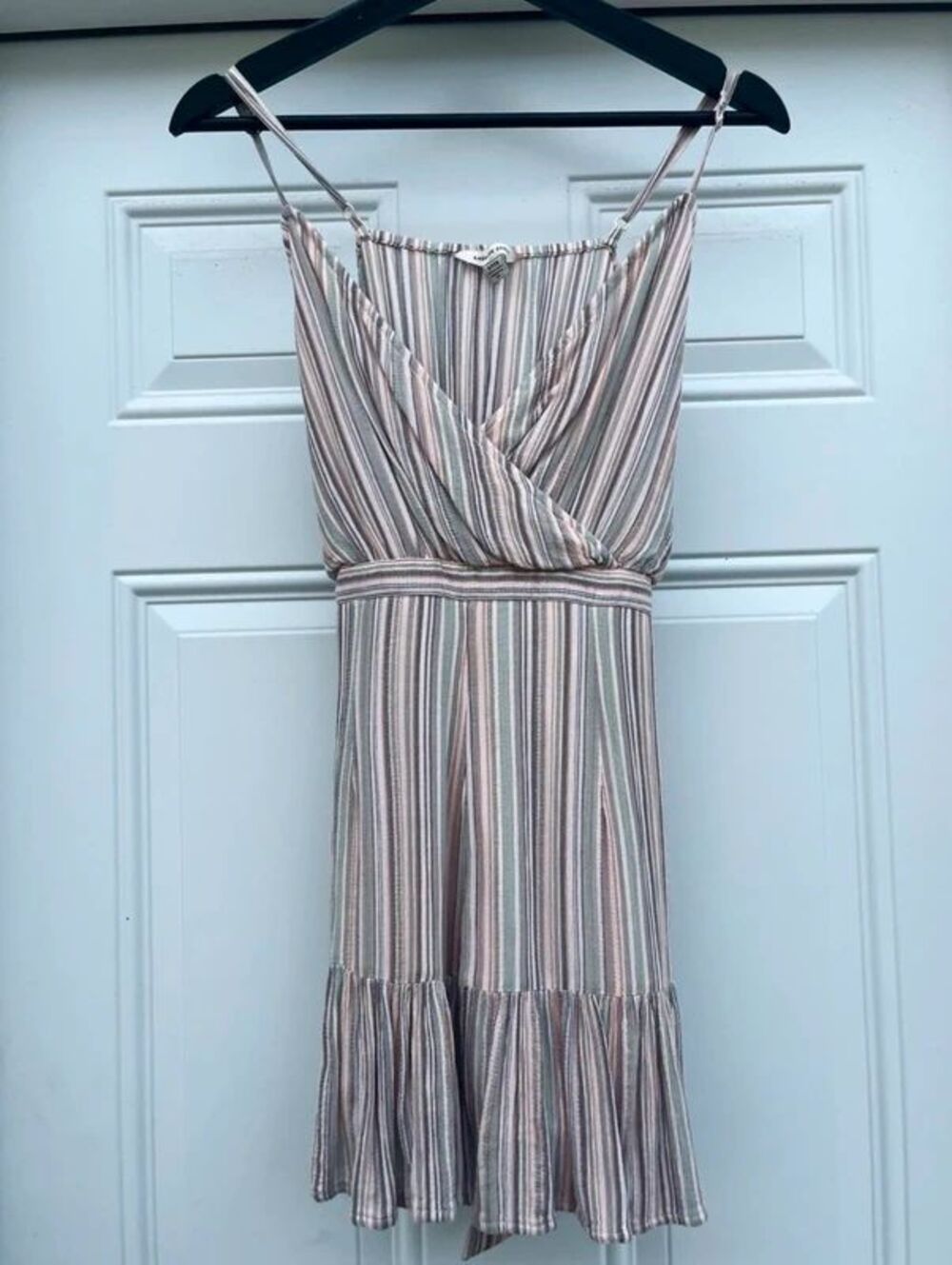 American Eagle Romper Ruffled Multicolored Striped Boho Size Small